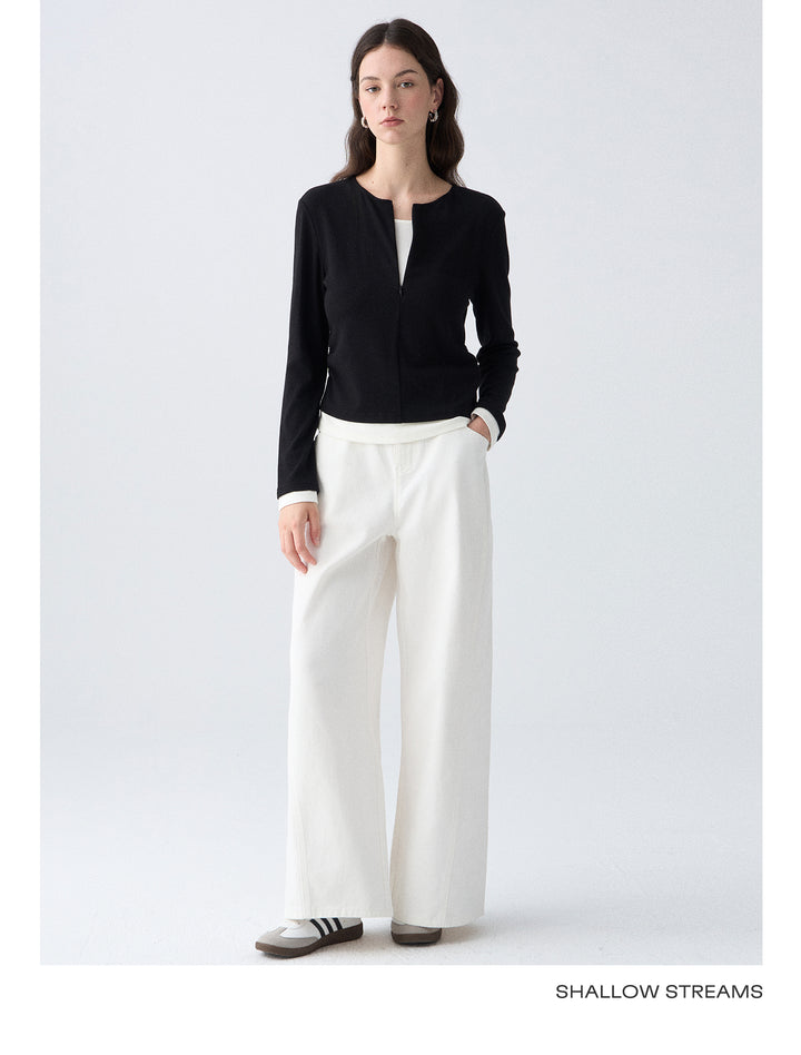 Contrast Layer Knit Cardigan SSKC0287