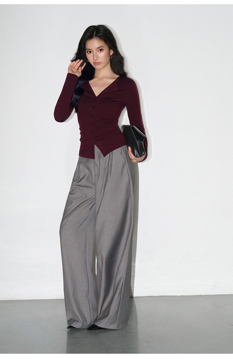 V-Collar Slim Fit Knit Top NHKT0252