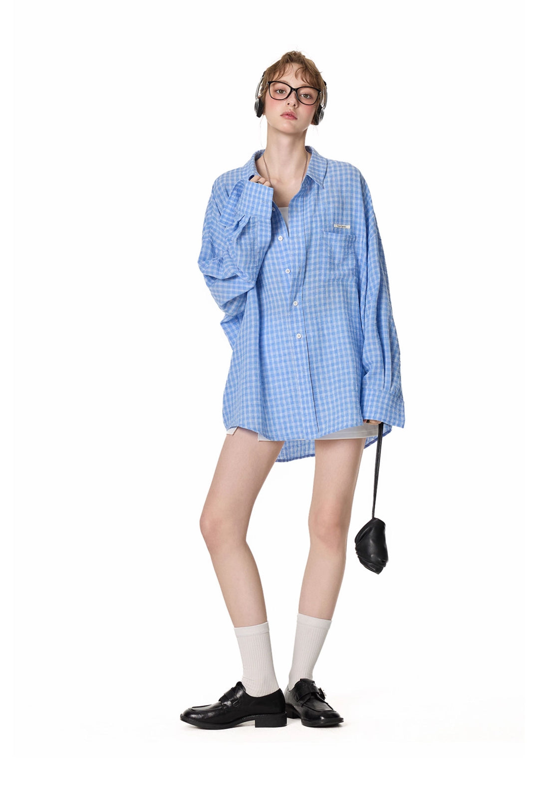 Oversized Plaid Button-Up Shirt TSBS0267