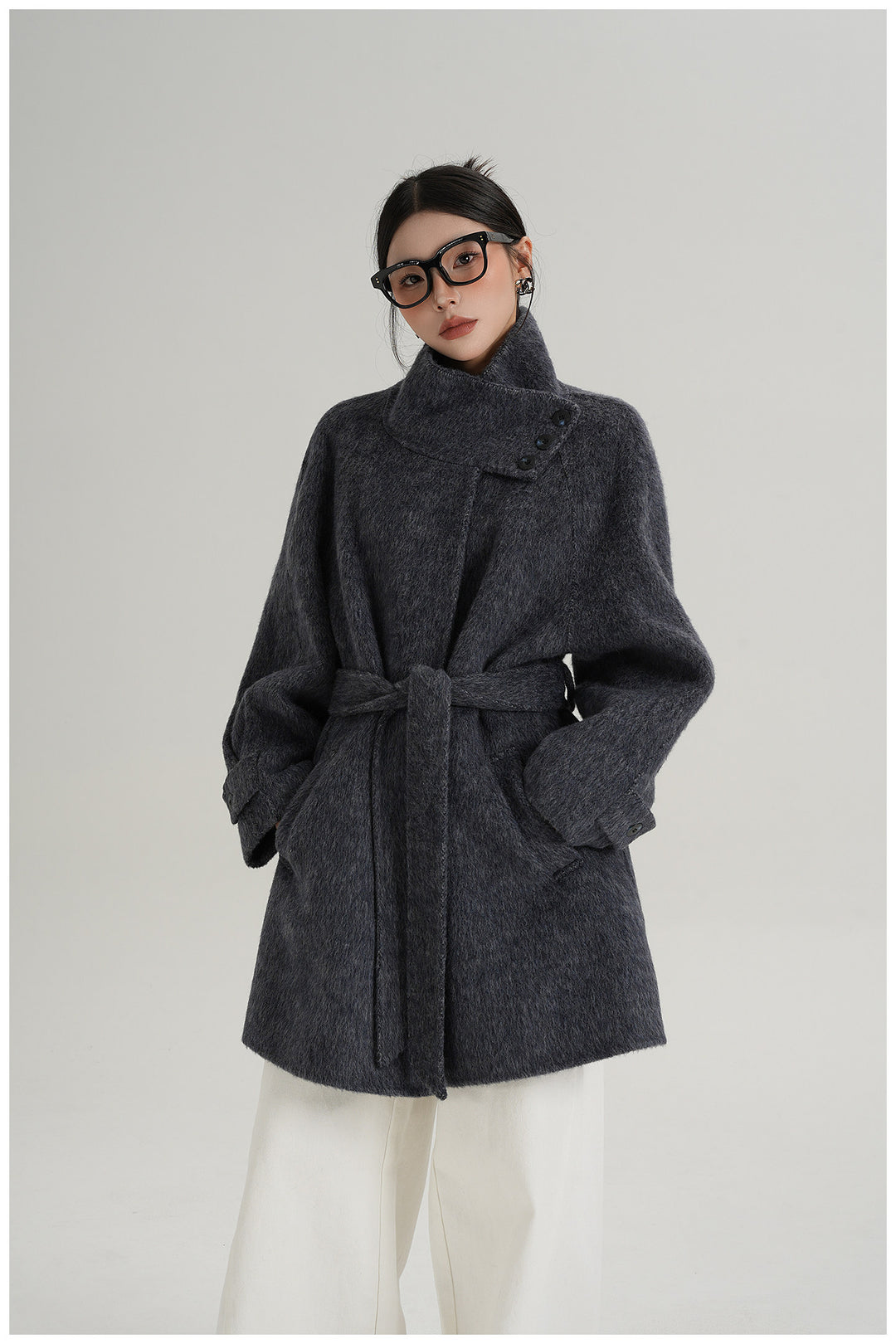 Softline Asymmetrical Wool Wrap Coat SRWC0319