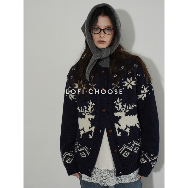 Nordic Reindeer Knit Cardigan LCKC0306