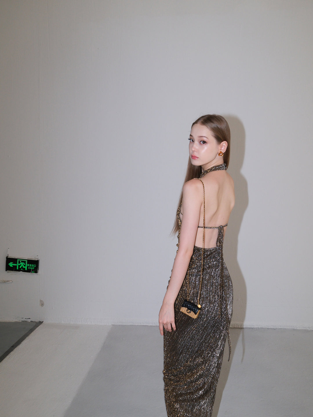 Golden Glimmer Halter Dress & Top SNTT0255