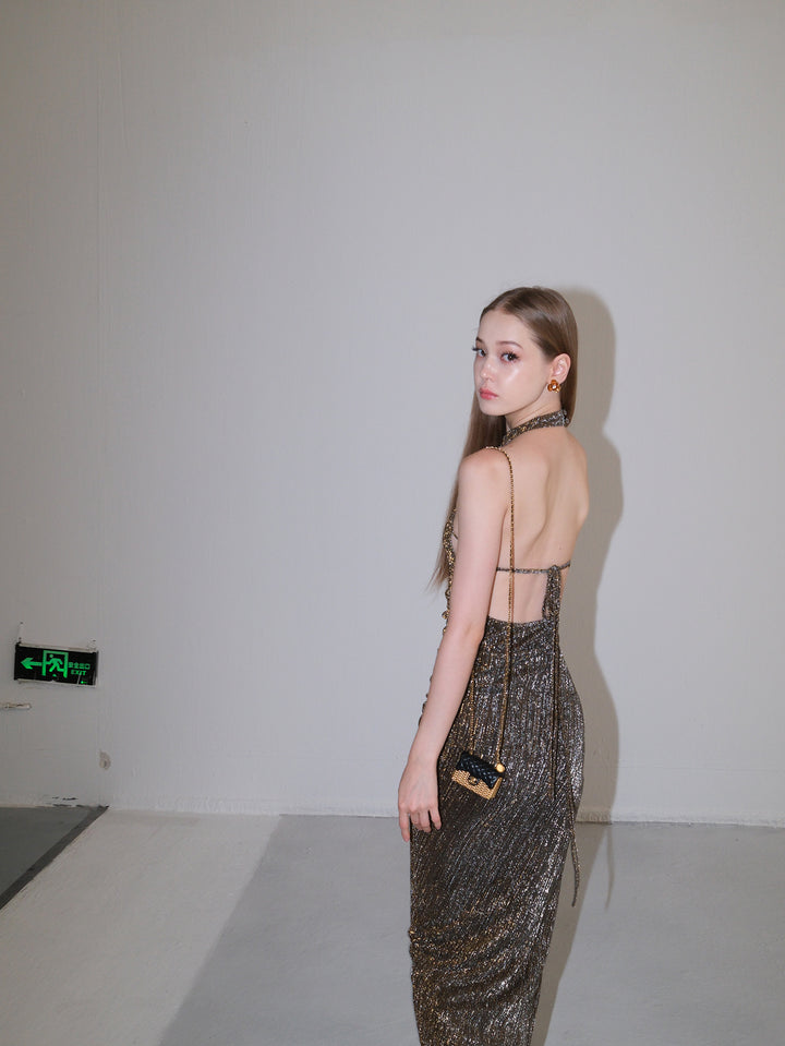 Golden Glimmer Halter Dress & Top SNTT0255
