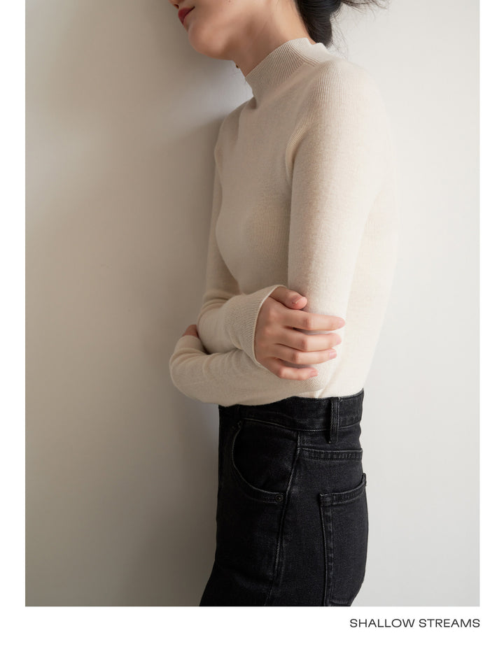 Silkline Merino Mock Neck Knit Top SSKT0316