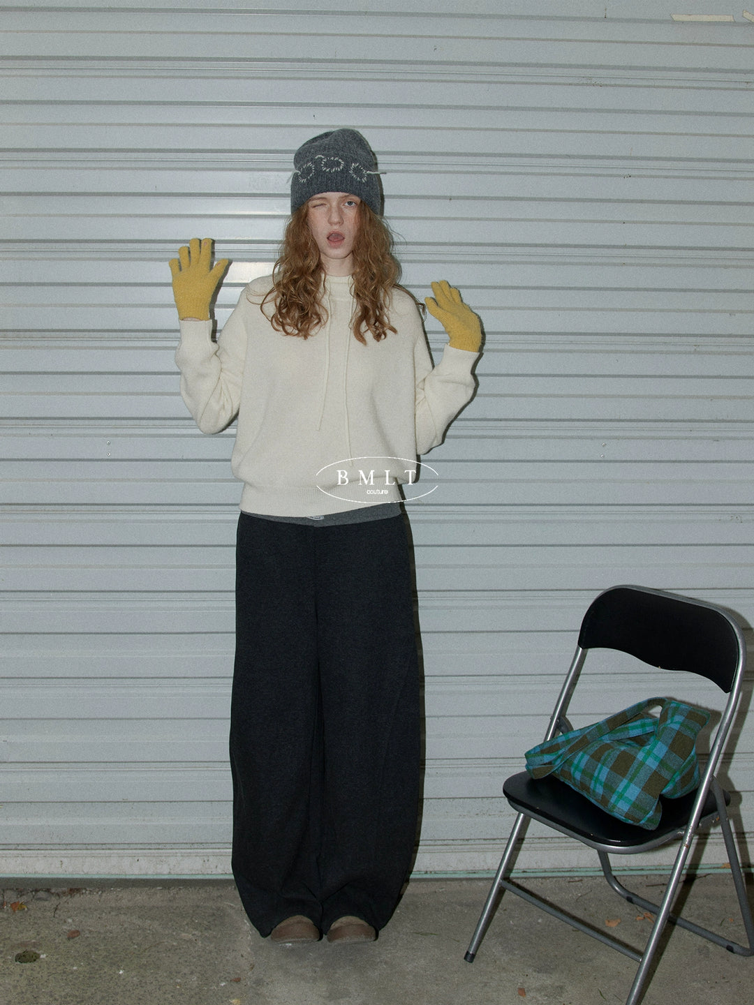 BMLT [Thousands of Que Song] Korean straight contrast splicing thickened sports sweatpants loose and versatile slacks