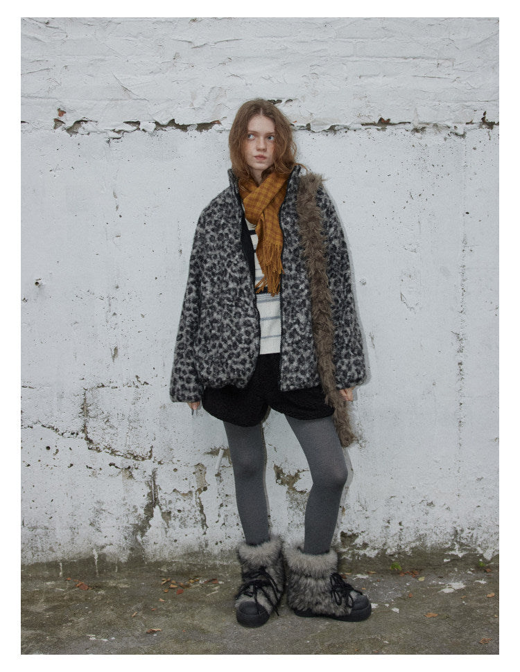 Leopard Pattern Woolen Jacket BMWJ0300