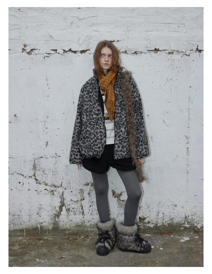 Leopard Pattern Woolen Jacket BMWJ0300