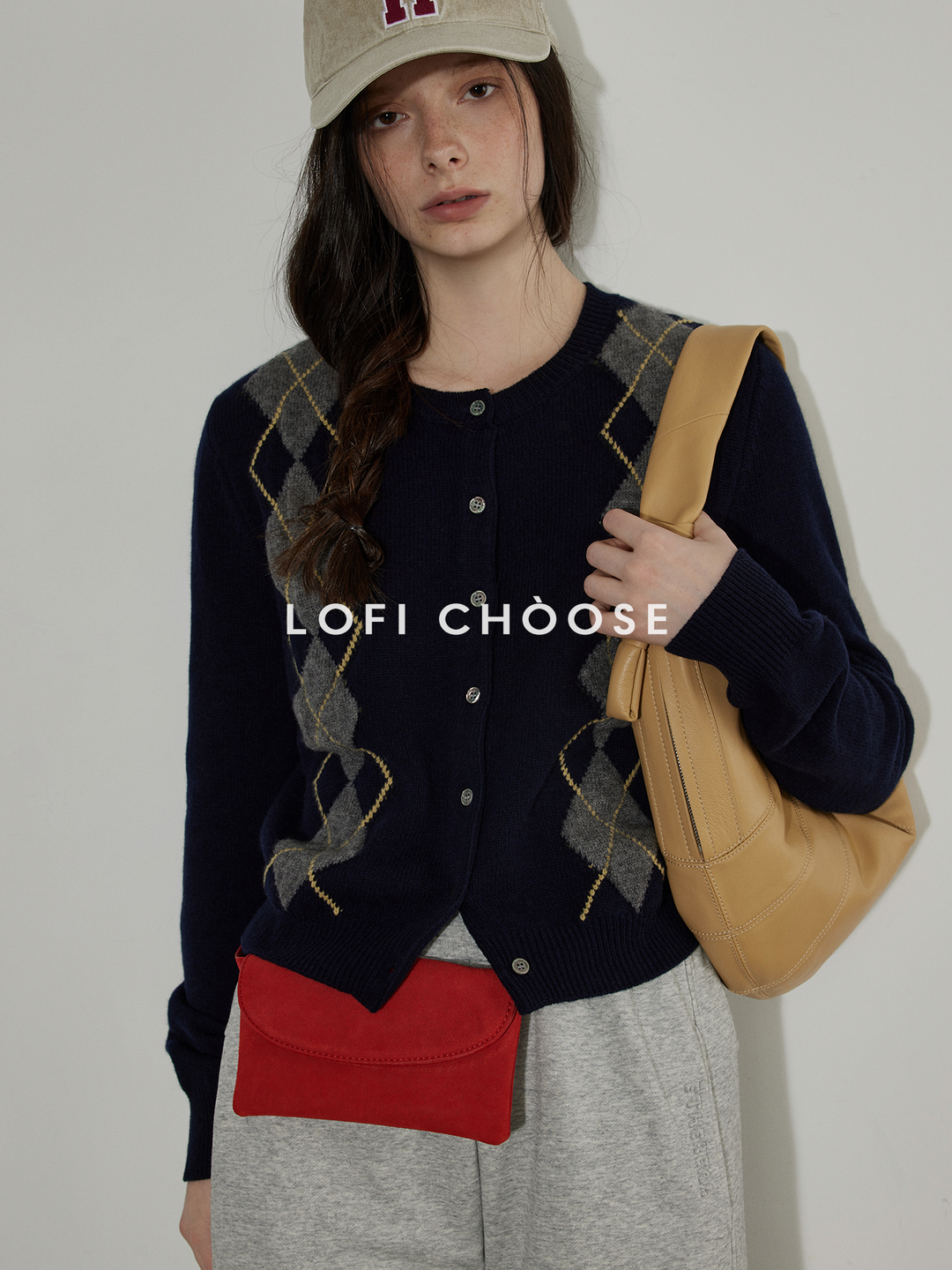 Vintage Argyle Knit Cardigan LCKC0291