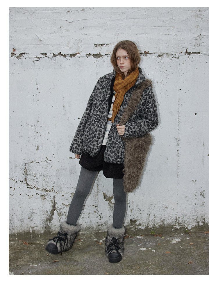 Leopard Pattern Woolen Jacket BMWJ0300