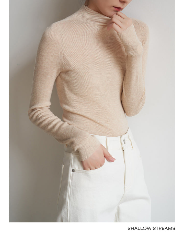 Silkline Merino Mock Neck Knit Top SSKT0316