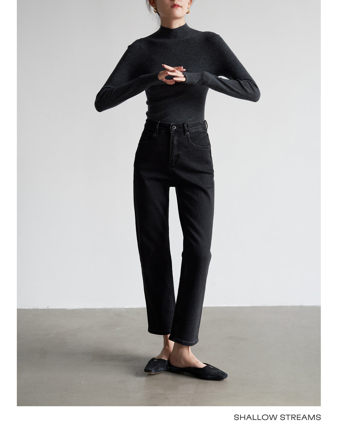 Silkline Merino Mock Neck Knit Top SSKT0316