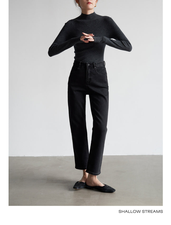 Silkline Merino Mock Neck Knit Top SSKT0316