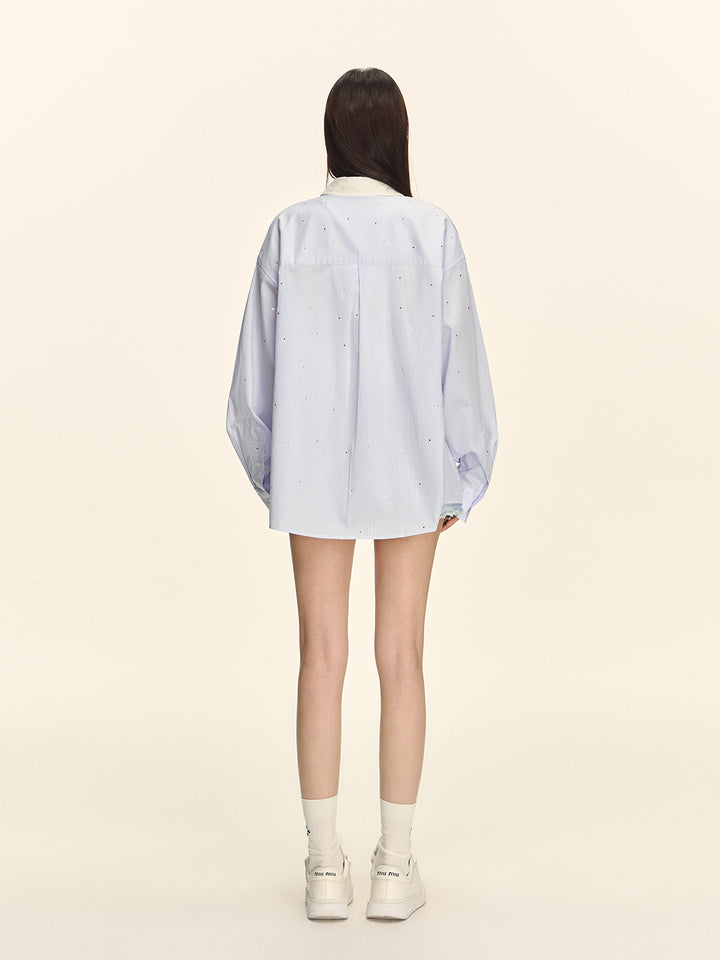 Crystal Striped Oversized Shirt CVSS0154