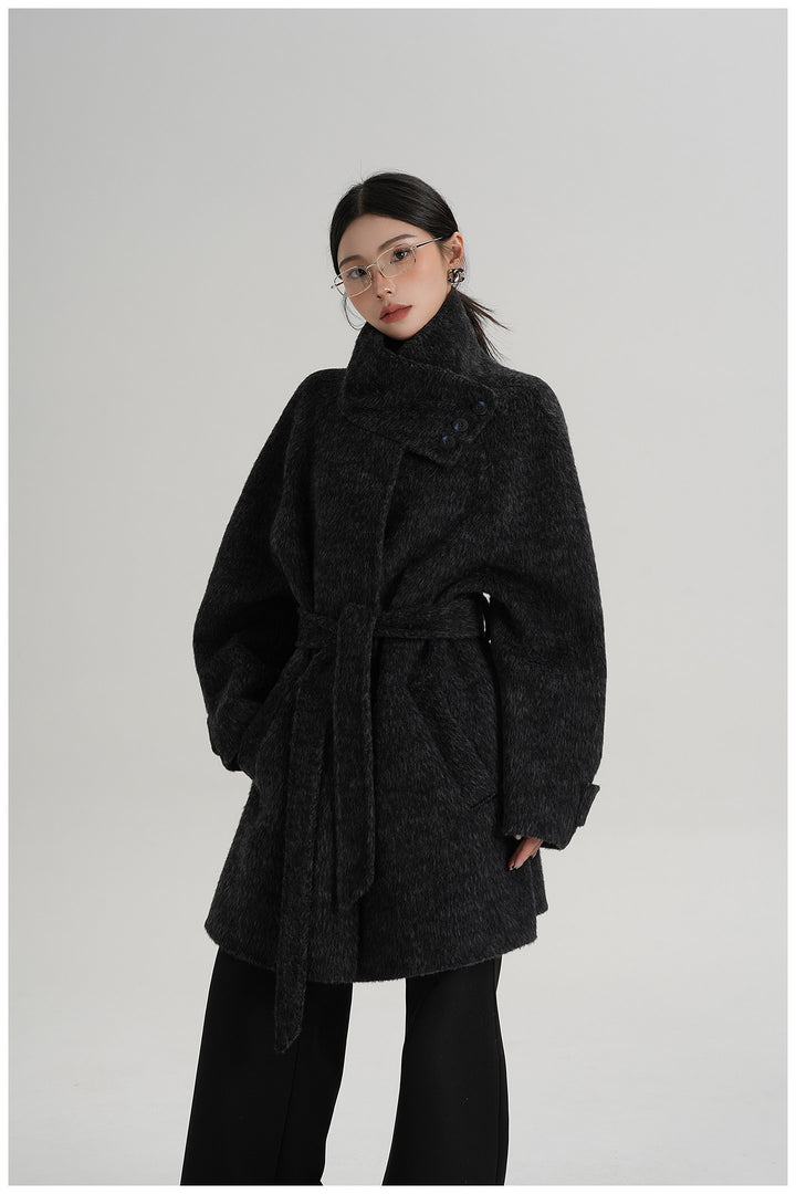 Softline Asymmetrical Wool Wrap Coat SRWC0319