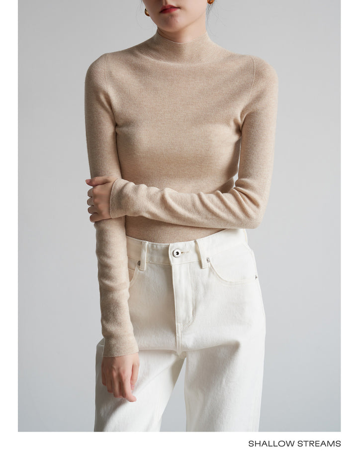 Silkline Merino Mock Neck Knit Top SSKT0316