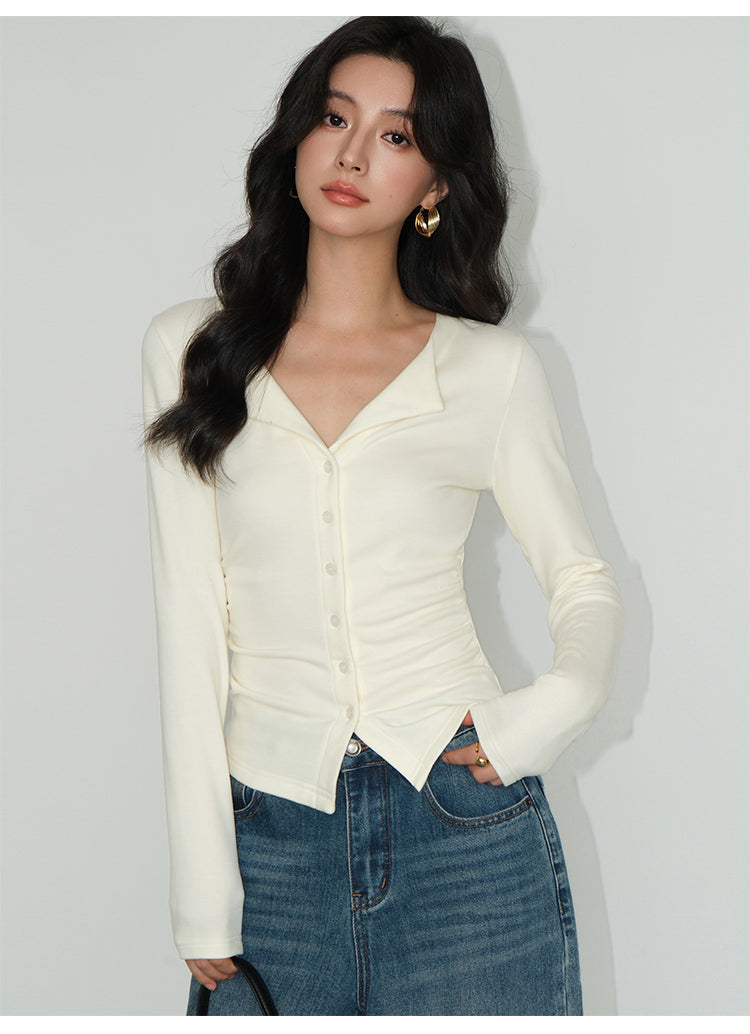 V-Collar Slim Fit Knit Top NHKT0252