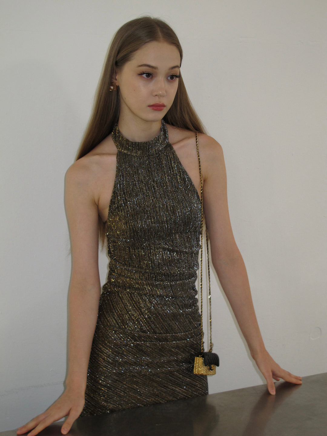 Golden Glimmer Halter Dress & Top SNTT0255