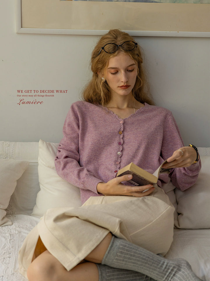 Morning Flowers V-neck Lace Cardigans DAVC0105