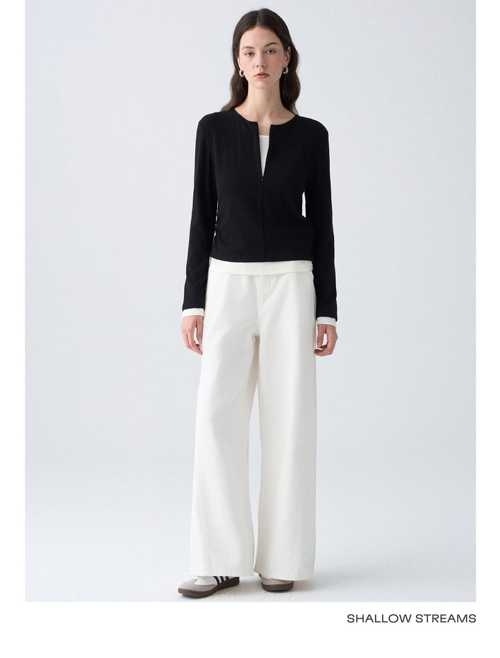 Contrast Layer Knit Cardigan SSKC0287