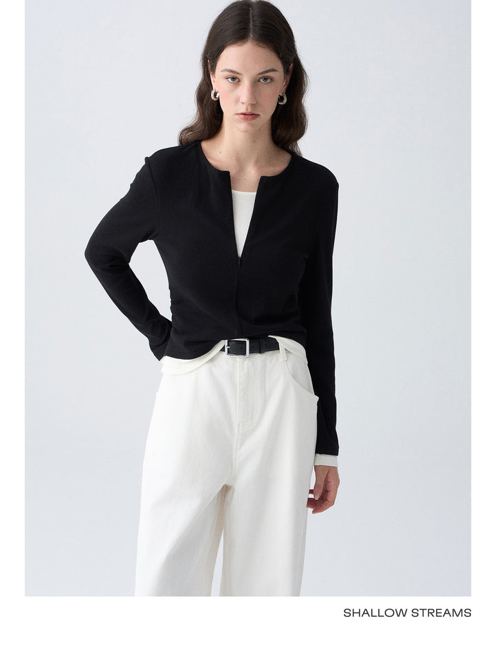 Contrast Layer Knit Cardigan SSKC0287