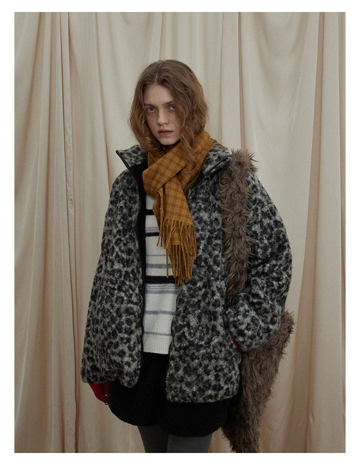 Leopard Pattern Woolen Jacket BMWJ0300