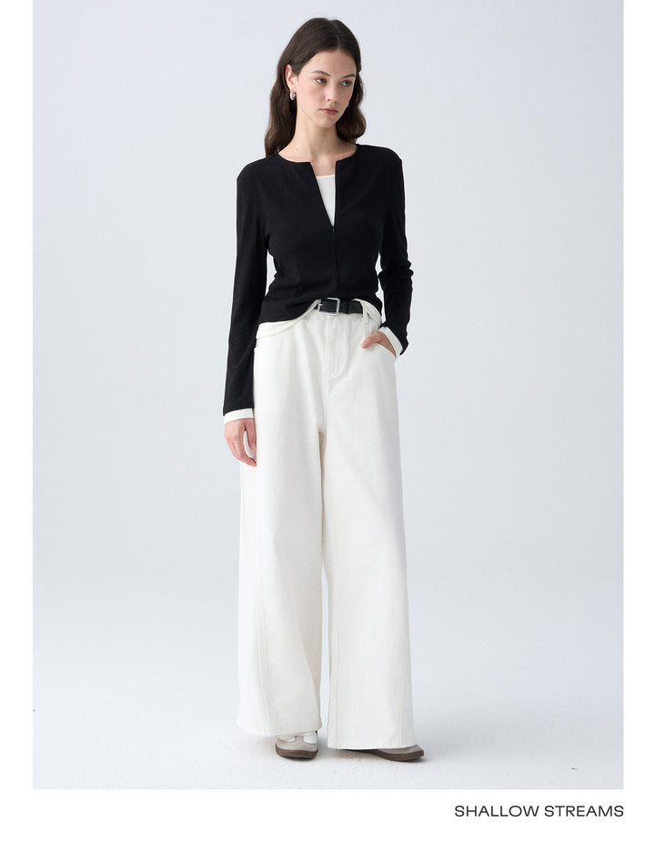 Contrast Layer Knit Cardigan SSKC0287