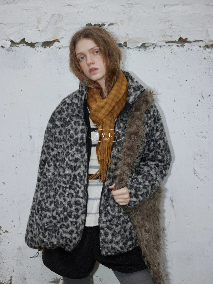 Leopard Pattern Woolen Jacket BMWJ0300