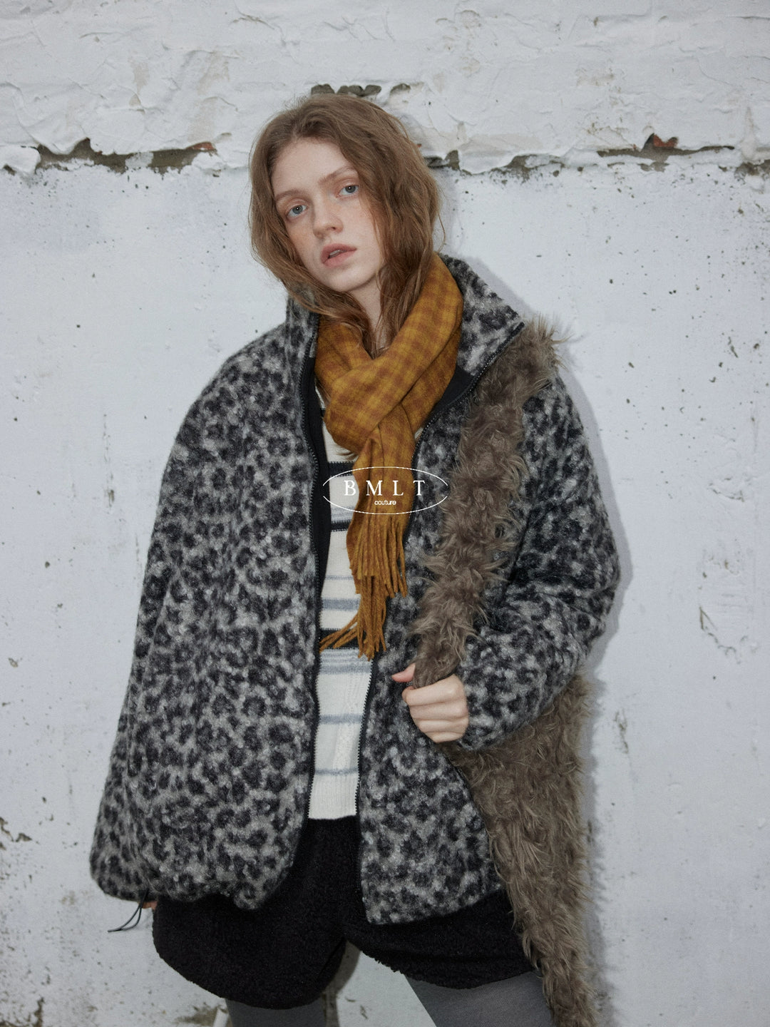 Leopard Pattern Woolen Jacket BMWJ0300