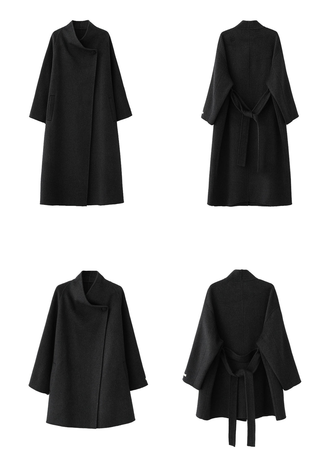 Noir Wrap Belted Wool Coat SRWC0318