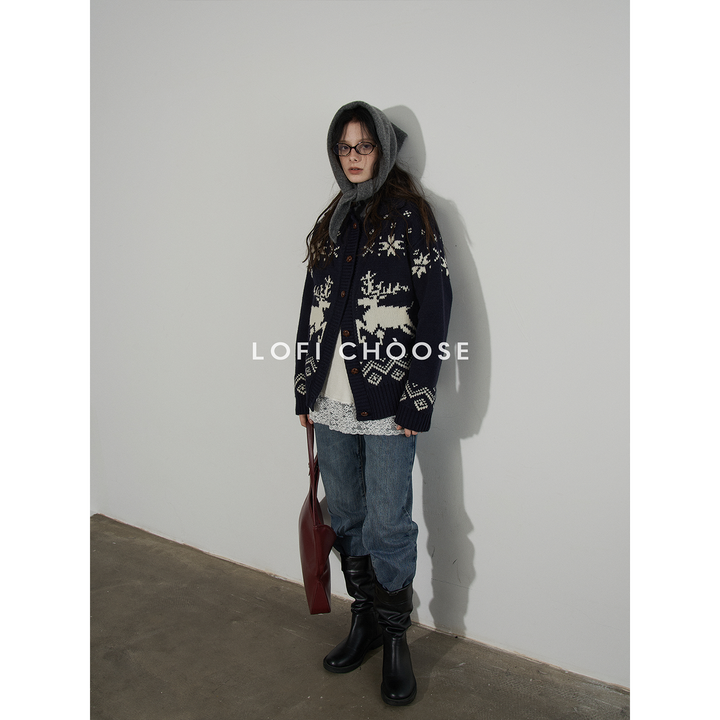 Nordic Reindeer Knit Cardigan LCKC0306