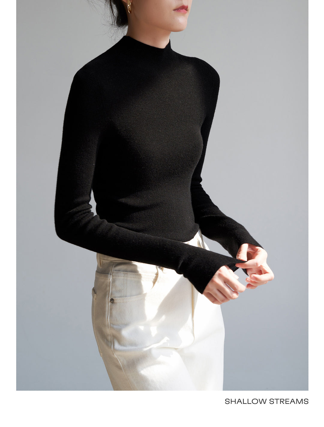 Silkline Merino Mock Neck Knit Top SSKT0316