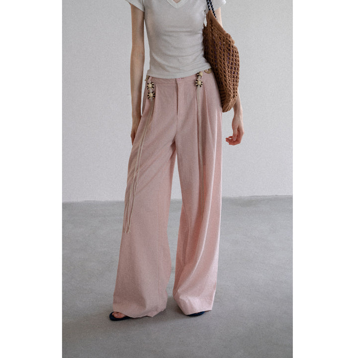 BohoCharm Shell Embellished Wide-Leg Pants EKWP0204