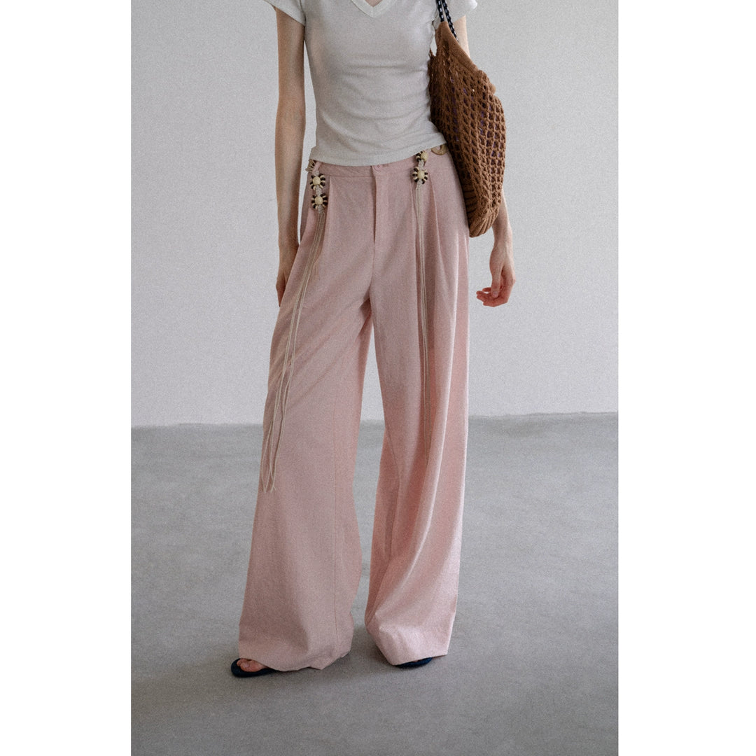 BohoCharm Shell Embellished Wide-Leg Pants EKWP0204
