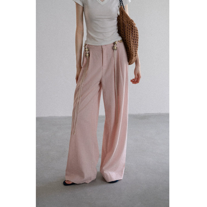 BohoCharm Shell Embellished Wide-Leg Pants EKWP0204
