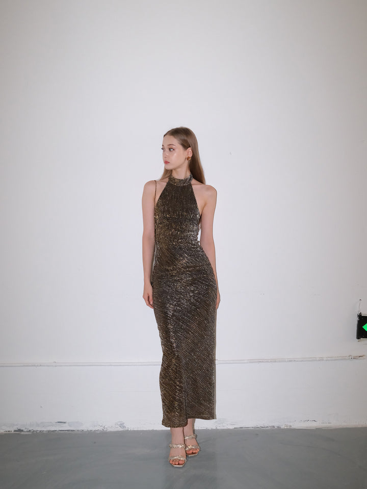 Golden Glimmer Halter Dress & Top SNTT0255