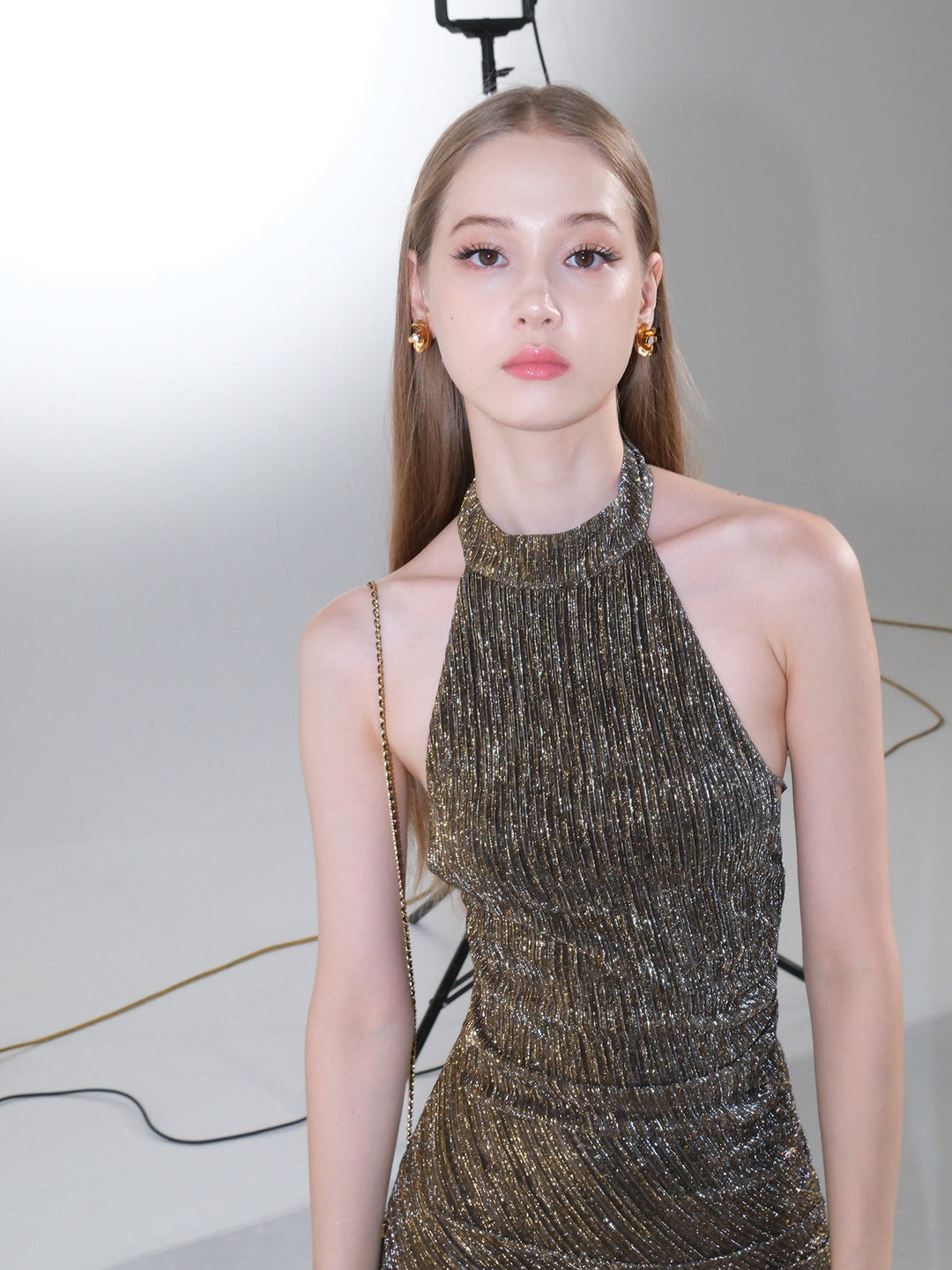 Golden Glimmer Halter Dress & Top SNTT0255