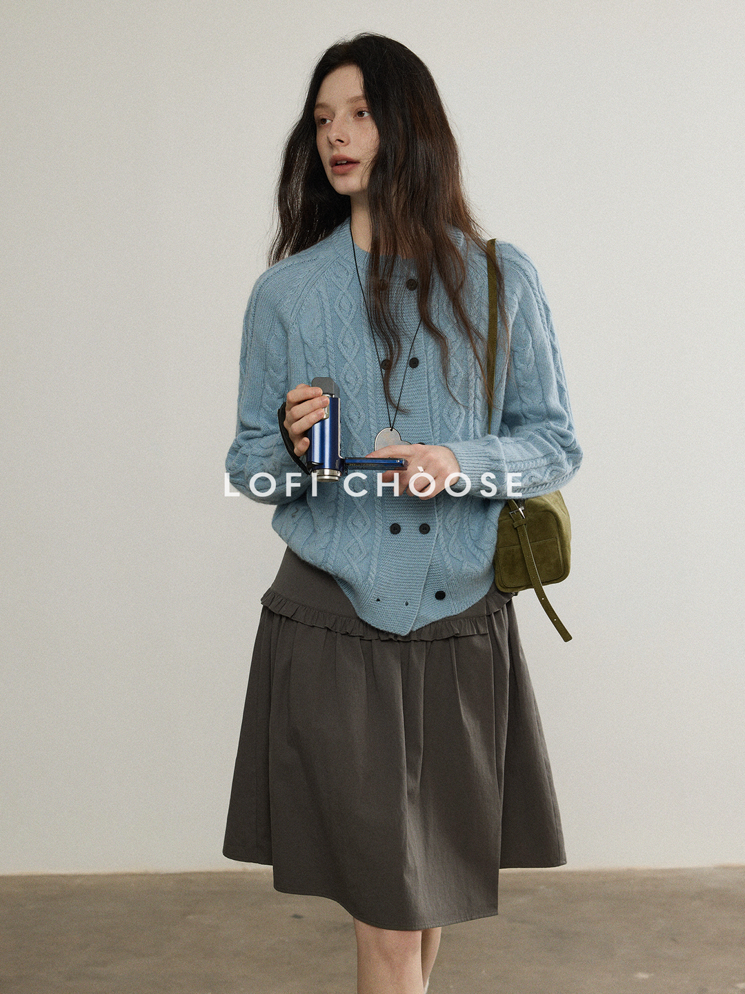 Vintage Cable Knit Double-Button Cardigan LCDC0314