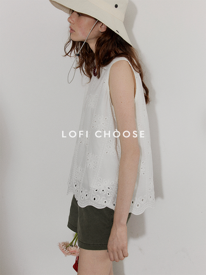 Breezy Broderie Cotton Tank LCCT0210