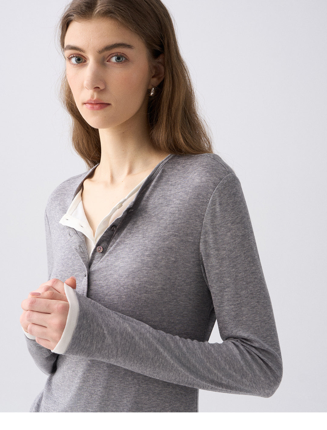 Premium Button Henley Knit Top SSKT0280