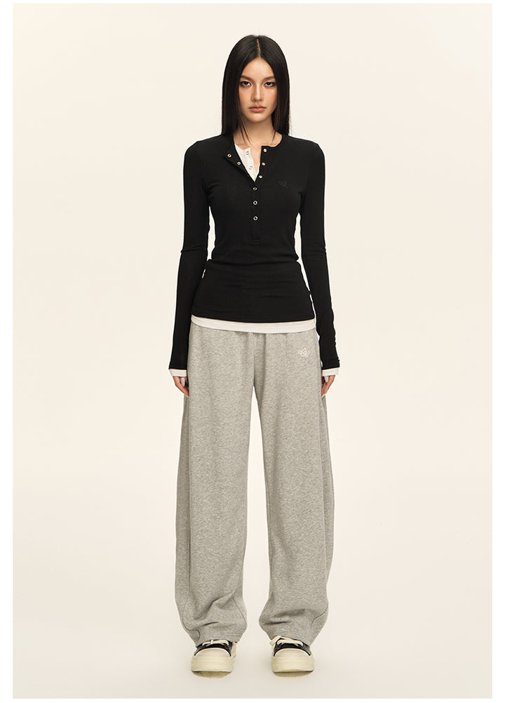 Luxe Layered Henley Top CVLT0157