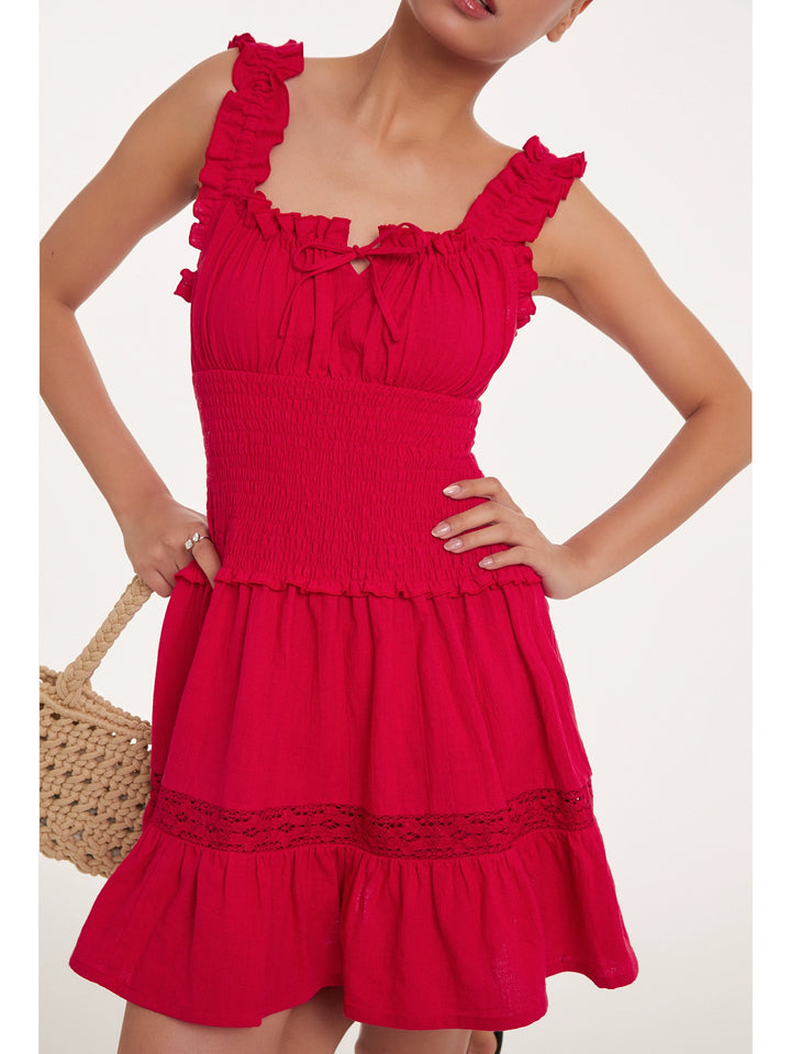 Ruffle Charm Smocked Mini Dress DGMD0237