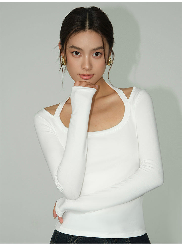 Strap Detail Square Neck Long Sleeve NHSN0261