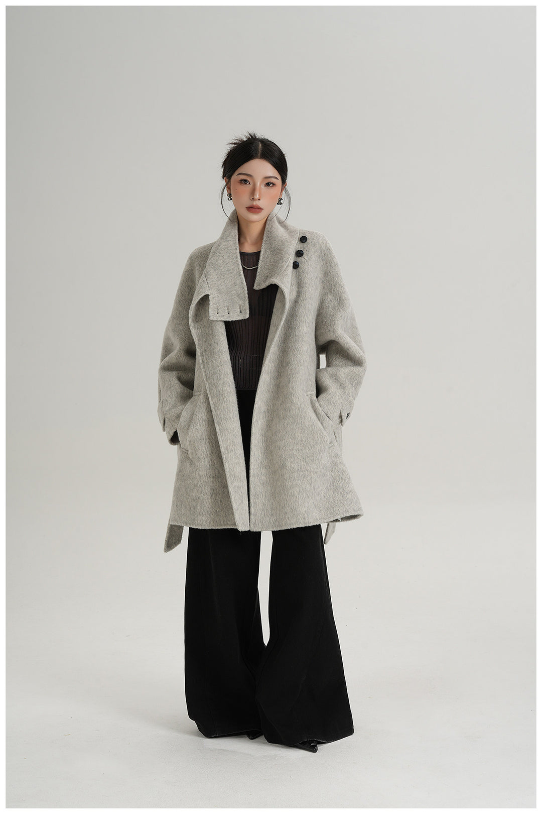 Softline Asymmetrical Wool Wrap Coat SRWC0319