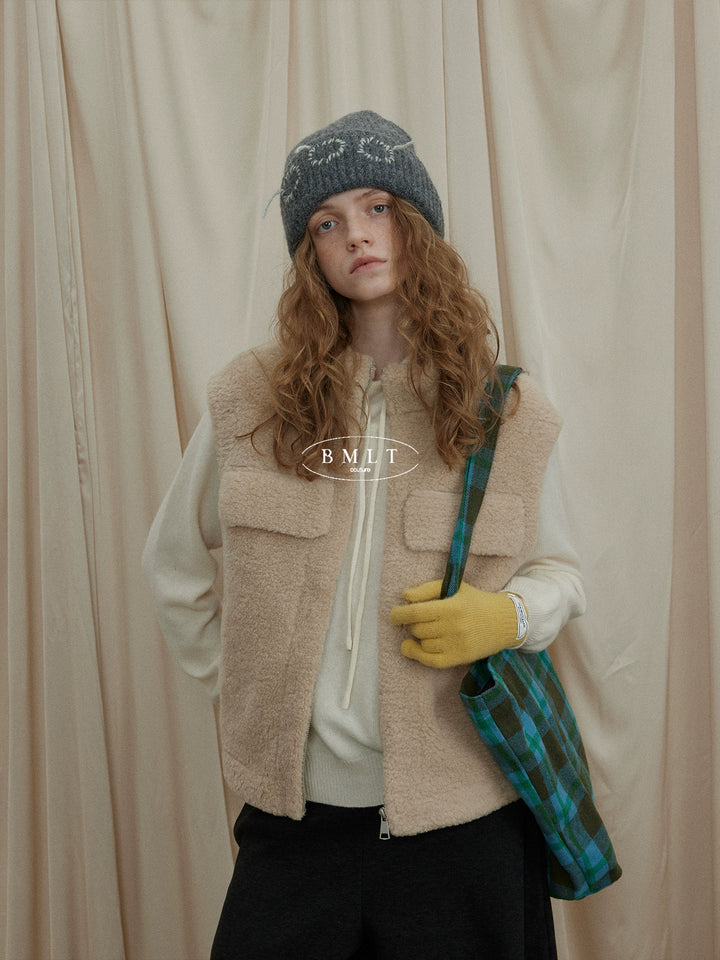 BMLT [Cloud Walk] Fall and Winter Stand Collar Thickened Zipper Jacket Fur Layered Warm Jacket