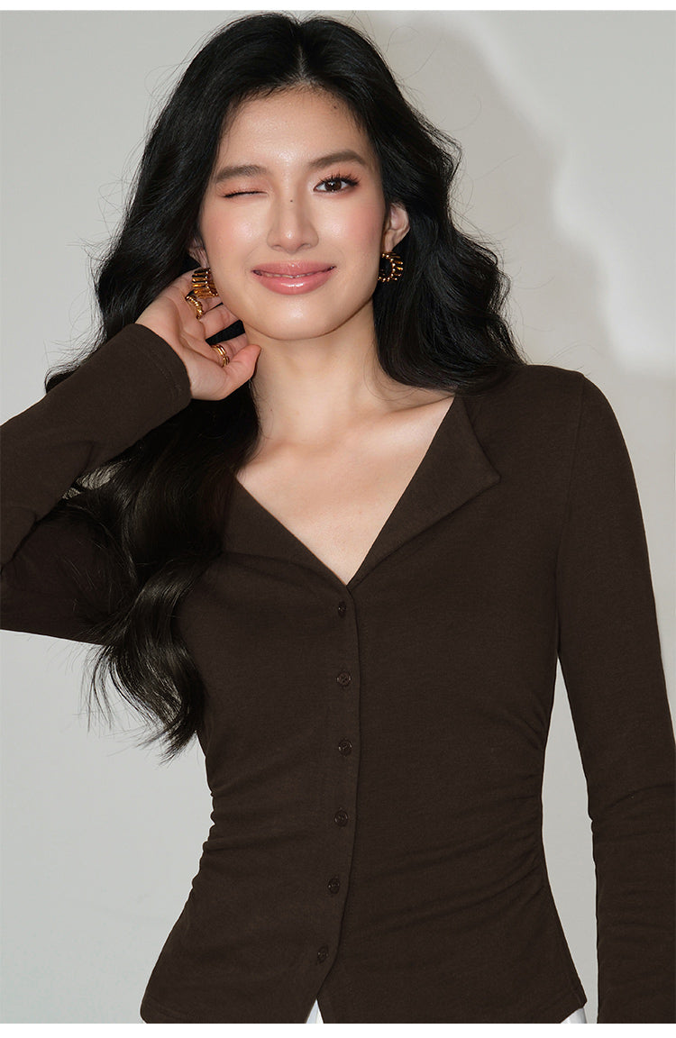 V-Collar Slim Fit Knit Top NHKT0252
