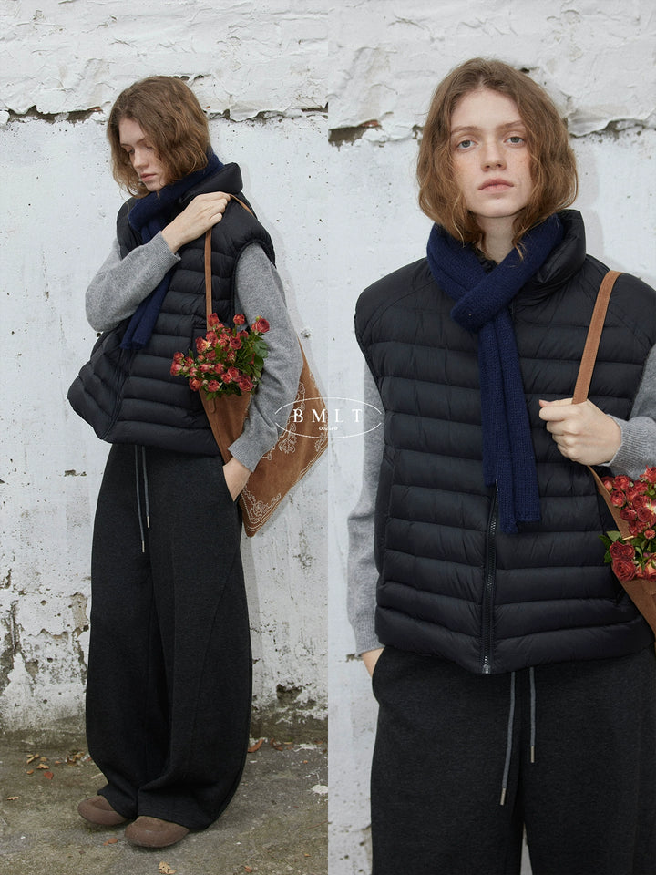 BMLT [Yinshuo] autumn and winter Korean ribs light and thin down vest new national standard 90 white duck down layered warm jacket