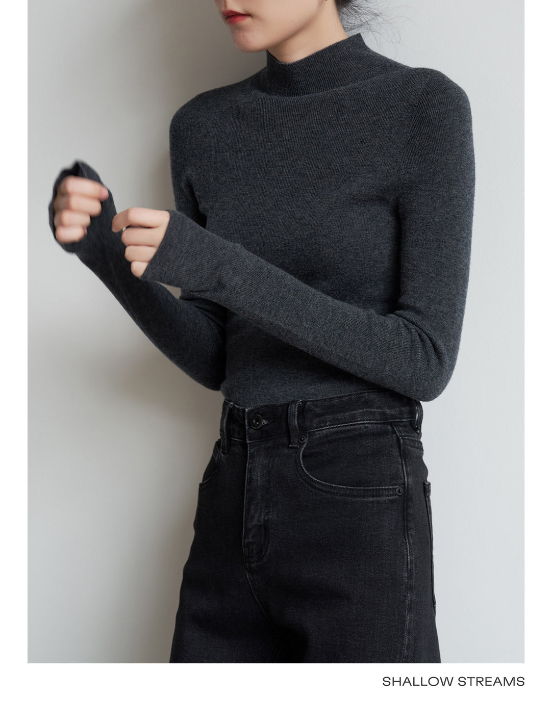 Silkline Merino Mock Neck Knit Top SSKT0316