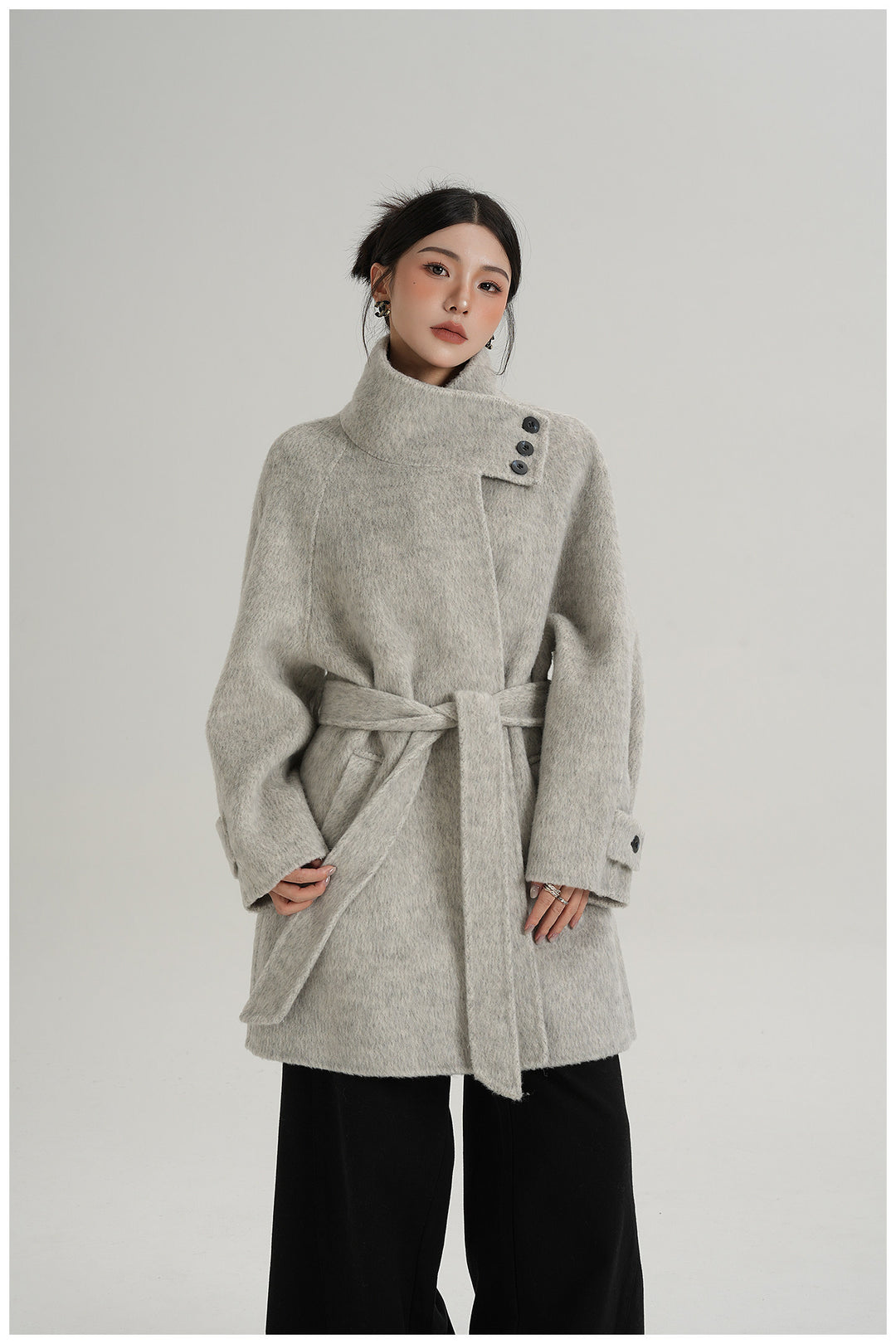 Softline Asymmetrical Wool Wrap Coat SRWC0319