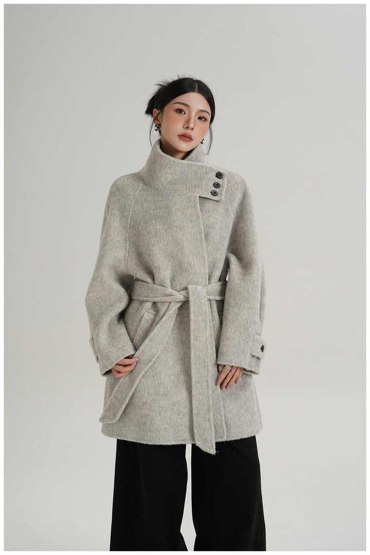 Softline Asymmetrical Wool Wrap Coat SRWC0319