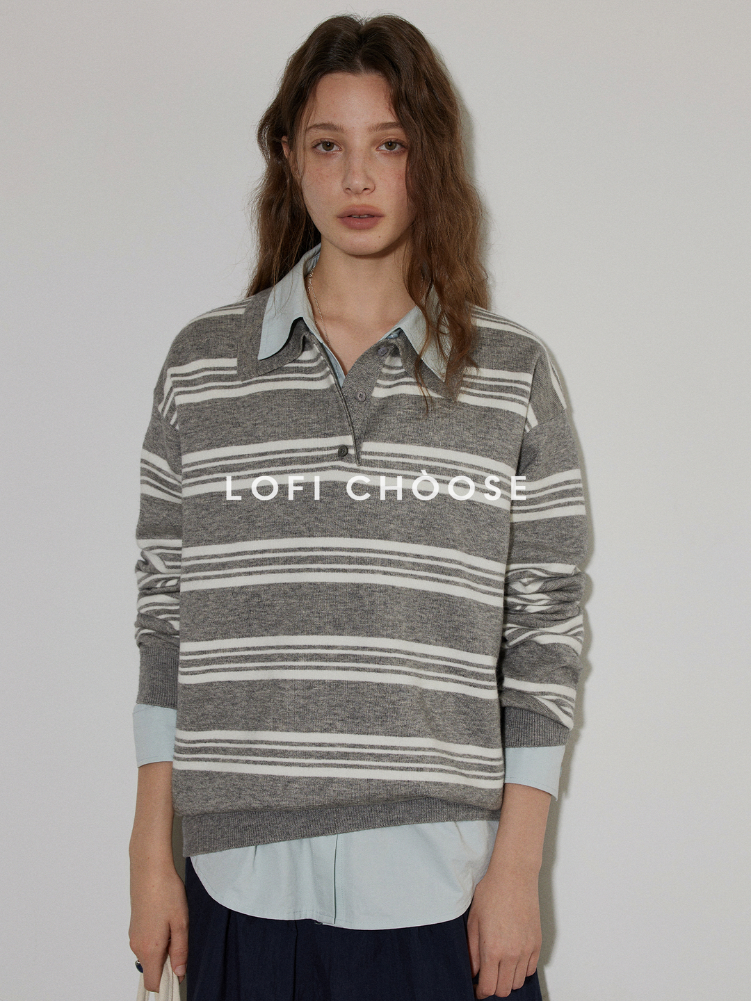 Heather Stripe Relaxed Polo Knit LCPK0281